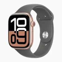 Apple Watch Series 10 42mm, Rose Gold Aluminum, Case with Sport Band, Stone Grey, M/L