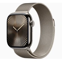 Apple Watch Series 10 46mm, Natural Titanium, Stainless Steel Milanese Loop, Natural, S/M