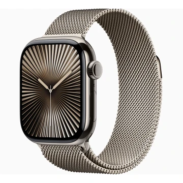 Apple Watch Series 10 42mm, Natural Titanium, Stainless Steel Milanese Loop, Natural