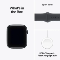 Apple Watch SE 3, GPS + Cellular, 40mm, Midnight Aluminum Case with Midnight Sport Band - M/L (MEPC4)