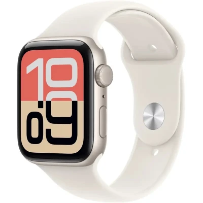 Apple Watch SE 3, GPS + Cellular, 40mm, Starlight Aluminum Case with Starlight Sport Band - M/L (MEP74)
