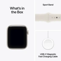 Apple Watch SE 3, GPS + Cellular, 40mm, Starlight Aluminum Case with Starlight Sport Band - M/L (MEP74)