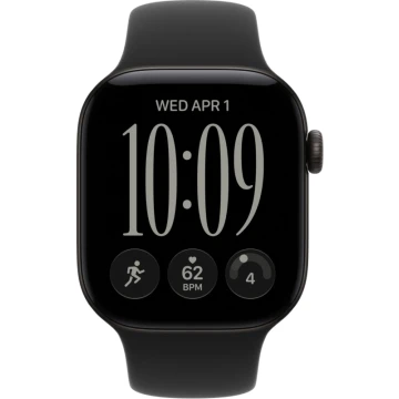 Apple Watch Series 12, 42mm, Black Aluminum Case with Black Sport Band - M/L (MJEC4)