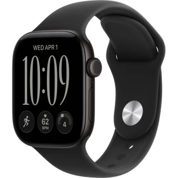 Apple Watch Series 12, 42mm, Black Aluminum Case with Black Sport Band - S/M (MJEA4)