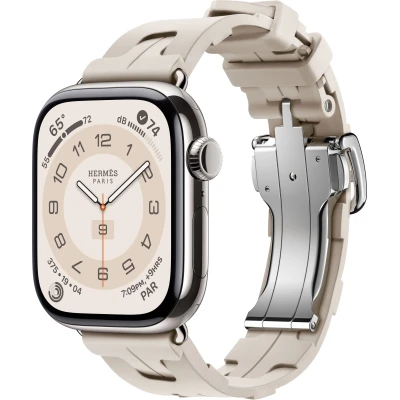 Apple Watch Hermes Series 10 46mm, Silver Titanium, Kilim Single Tour, Beton "MXJL3"
