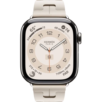 Apple Watch Hermes Series 10 46mm, Silver Titanium, Kilim Single Tour, Beton "MXJL3"