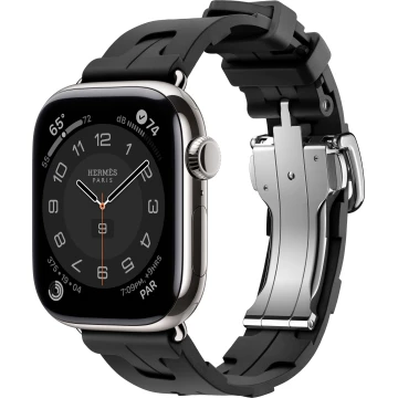 Apple Watch Hermes Series 10 46mm, Silver Titanium, Kilim Single Tour, Noir "MXJN3"