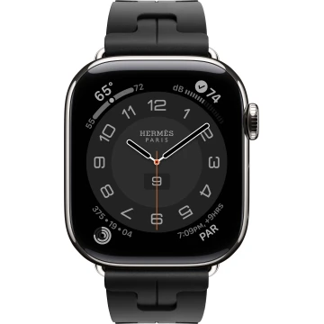 Apple Watch Hermes Series 10 46mm, Silver Titanium, Kilim Single Tour, Noir "MXJN3"