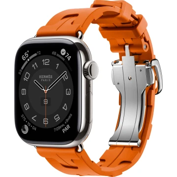 Apple Watch Hermes Series 10 46mm, Silver Titanium, Kilim Single Tour, Orange "MXJM3"