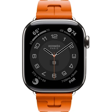 Apple Watch Hermes Series 10 46mm, Silver Titanium, Kilim Single Tour, Orange "MXJM3"