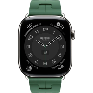 Apple Watch Hermes Series 10 46mm, Silver Titanium, Kilim Single Tour, Vert Moyen "MXJQ3"