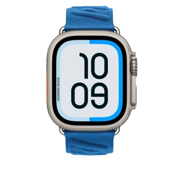 Apple Watch Hermès Ultra 2, Natural Titanium, Bleu Hydra En Mer