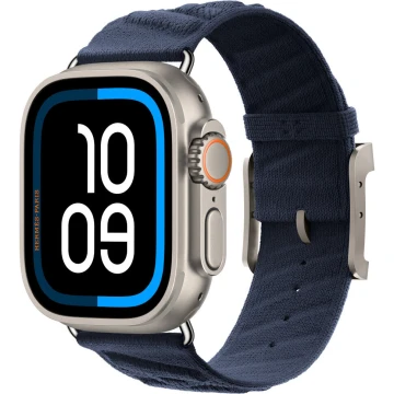 Apple Watch Hermes Ultra 3, 49mm, Natural Titanium, спортивный ремешок En Mer, Bleu Nuit