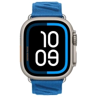 Apple Watch Hermes Ultra 3, 49mm, Natural Titanium, спортивный ремешок En Mer, Blue Hidra