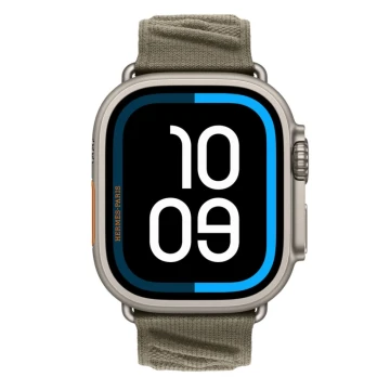 Apple Watch Hermes Ultra 3, 49mm, Natural Titanium, спортивный ремешок En Mer, Gris Titane