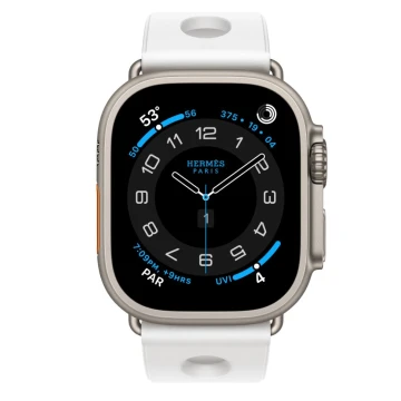 Apple Watch Hermes Ultra 3, 49mm, Natural Titanium, спортивный ремешок Scub’H Diving, Blanc