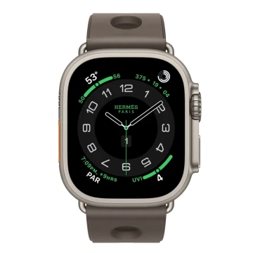 Apple Watch Hermes Ultra 3, 49mm, Natural Titanium, спортивный ремешок Scub’H Diving, Gris Titane
