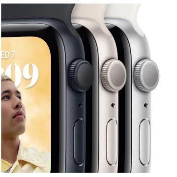 Apple Watch SE Gen 2 2024, 44mm, MRE43, Starlight, cпортивный ремешок цвета "Сияющая звезда" (S/M, 140–190 mm) 