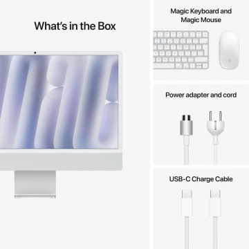 Apple iMac 24" Retina 4,5K, M4, MWUC3, (8C CPU, 8C GPU, 2024), 16 GB, 256 GB SSD, Silver
