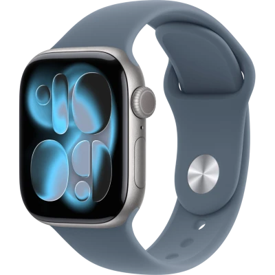 Apple Watch Series 11, 46mm, Space Gray Aluminum Case with Anchor Blue Sport Band - S/M