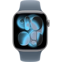 Apple Watch Series 11, 46mm, Space Gray Aluminum Case with Anchor Blue Sport Band - S/M