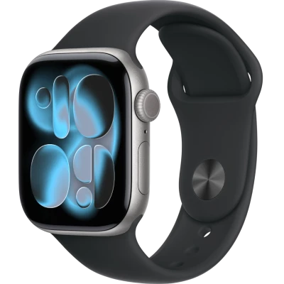 Apple Watch Series 11, 46mm, Space Gray Aluminum Case with Black Sport Band - M/L