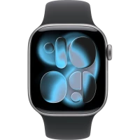 Apple Watch Series 11, 46mm, Space Gray Aluminum Case with Black Sport Band - M/L