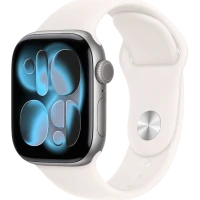 Apple Watch Series 11, 46mm, Space Gray Aluminum Case with Light Blush Sport Band - S/M
