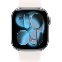 Apple Watch Series 11, 46mm, Space Gray Aluminum Case with Light Blush Sport Band - S/M