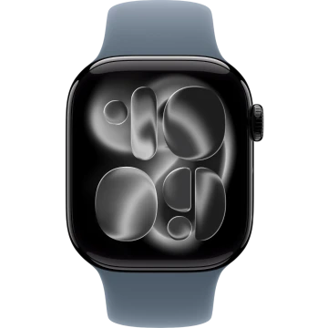 Apple Watch Series 11, 42mm, Jet Black Aluminum Case with Anchor Blue Sport Band - M/L