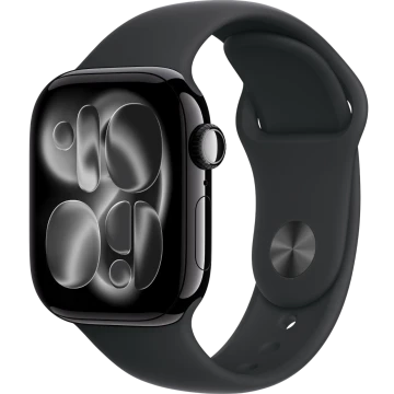 Apple Watch Series 11, 42mm, Jet Black Aluminum Case with Black Sport Band - M/L