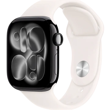 Apple Watch Series 11, 42mm, Jet Black Aluminum Case with Light Blush Sport Band - M/L