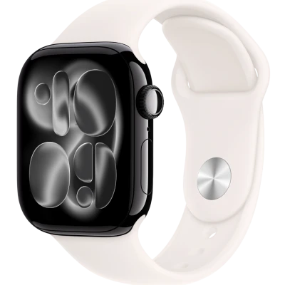 Apple Watch Series 11, 42mm, Jet Black Aluminum Case with Light Blush Sport Band - S/M