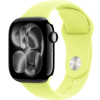 Apple Watch Series 11, 42mm, Jet Black Aluminum Case with Neon Yellow Sport Band - S/M
