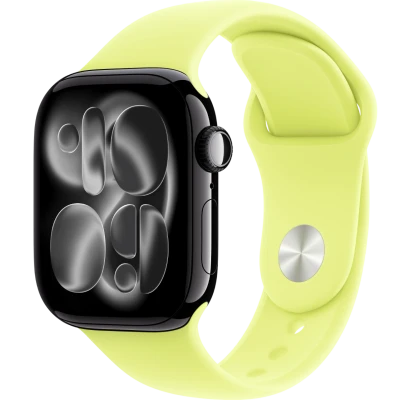 Apple Watch Series 11, 42mm, Jet Black Aluminum Case with Neon Yellow Sport Band - S/M