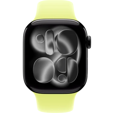 Apple Watch Series 11, 42mm, Jet Black Aluminum Case with Neon Yellow Sport Band - M/L
