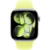 Apple Watch Series 11, 46mm, Silver Aluminum Case with Neon Yellow Sport Band - M/L