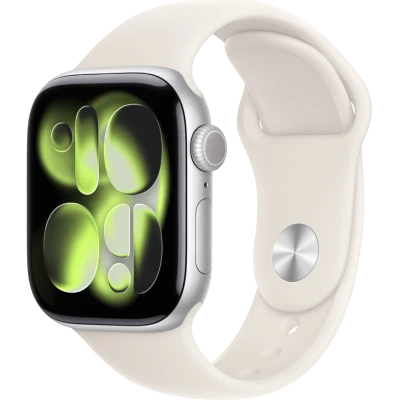 Apple Watch Series 11, 46mm, Silver Aluminum Case with Starlight Sport Band - M/L