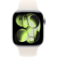 Apple Watch Series 11, 46mm, Silver Aluminum Case with Starlight Sport Band - M/L