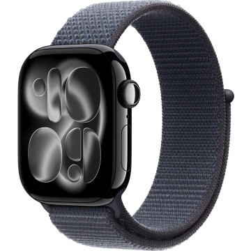 Apple Watch Series 11, 42mm, Jet Black Aluminum Case with Anchor Blue Sport Loop