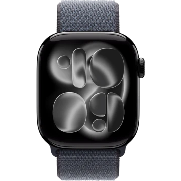 Apple Watch Series 11, 42mm, Jet Black Aluminum Case with Anchor Blue Sport Loop