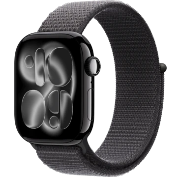 Apple Watch Series 11, 42mm, Jet Black Aluminum Case with Dark Gray Sport Loop