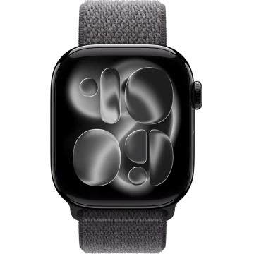 Apple Watch Series 11, 42mm, Jet Black Aluminum Case with Dark Gray Sport Loop