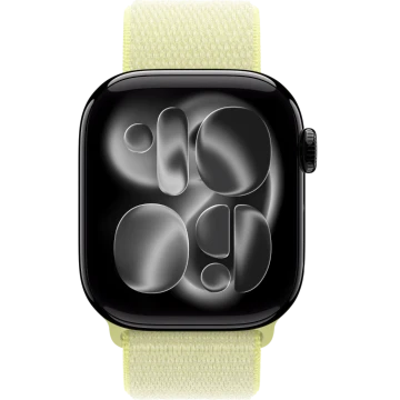 Apple Watch Series 11, 42mm, Jet Black Aluminum Case with Neon Yellow Sport Loop