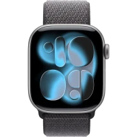 Apple Watch Series 11, 46mm, Space Gray Aluminum Case with Dark Gray Sport Loop