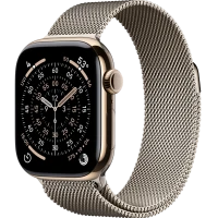 Apple Watch Series 11, 42mm, Gold Titanium Case with Natural Milanese Loop