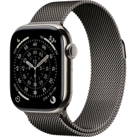 Apple Watch Series 11, 42mm, Natural Titanium Case with Slate Milanese Loop