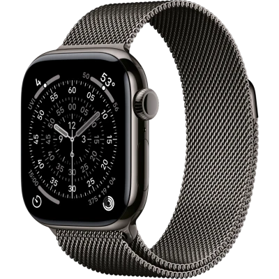 Apple Watch Series 11, 46mm, Slate Titanium Case with Slate Milanese Loop