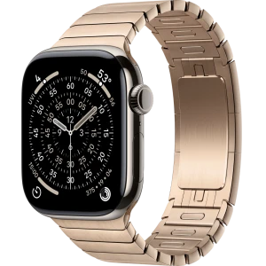 Apple Watch Series 11, 42mm, Natural Titanium Case with Gold Link Bracelet