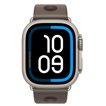Apple Watch Hermes Ultra 4, 49mm, Natural Titanium, спортивный ремешок Scub’H Diving, Gris Titane
